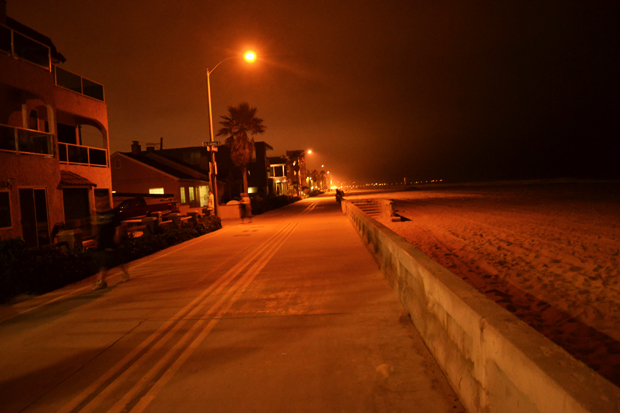 Mission Beach Boardwalk after sundown San Diego